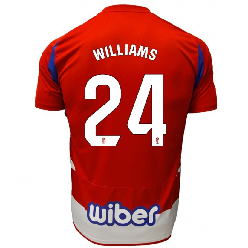 Danxen Dětské Loïc Williams #24 Červená Bílá Modrá Domů Hráčské Dresy 2024/25 Dres