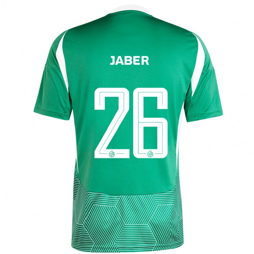 Danxen Dětské Mahmoud Jaber #26 Zelená Bílá Domů Hráčské Dresy 2024/25 Dres