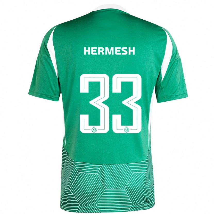 Danxen Dětské Liam Hermesh #33 Zelená Bílá Domů Hráčské Dresy 2024/25 Dres