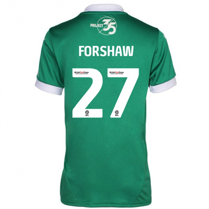 Danxen Dětské Adam Forshaw #27 Zelená Bílá Domů Hráčské Dresy 2024/25 Dres