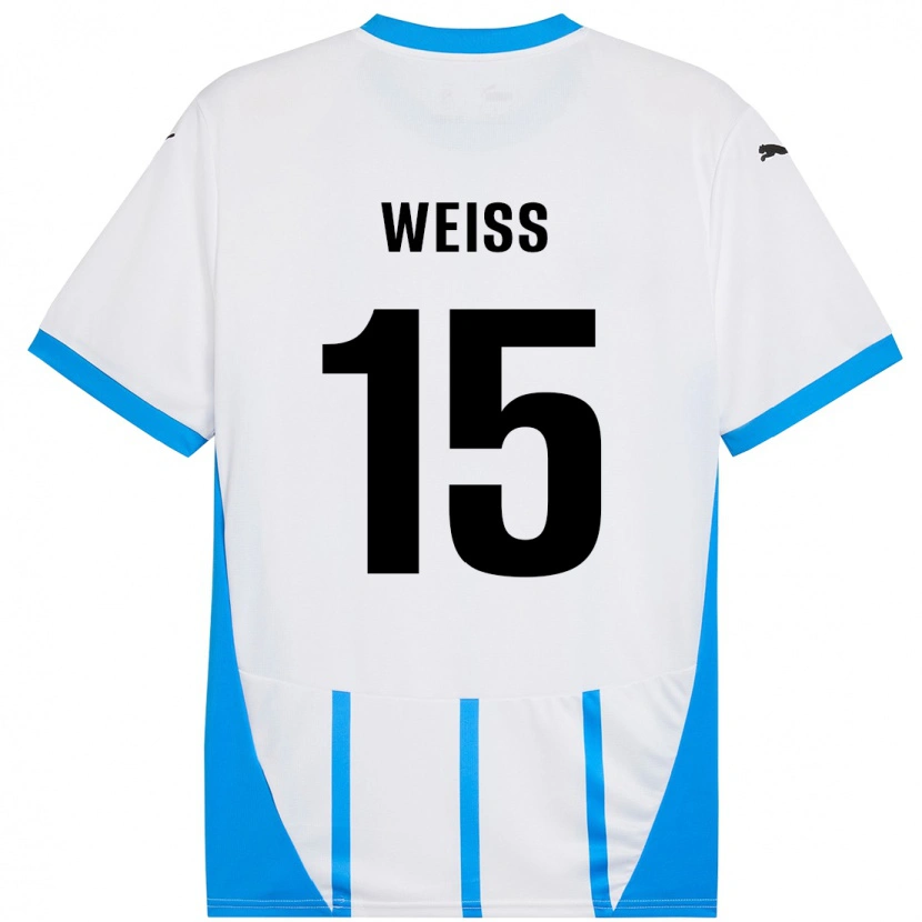 Danxen Dětské David Weiss #15 Bílá Modrá Daleko Hráčské Dresy 2024/25 Dres