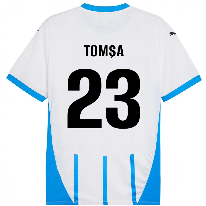 Danxen Dětské Troy Tomșa #23 Bílá Modrá Daleko Hráčské Dresy 2024/25 Dres