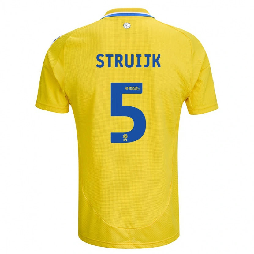 Danxen Dětské Pascal Struijk #5 Žlutá Modrá Daleko Hráčské Dresy 2024/25 Dres