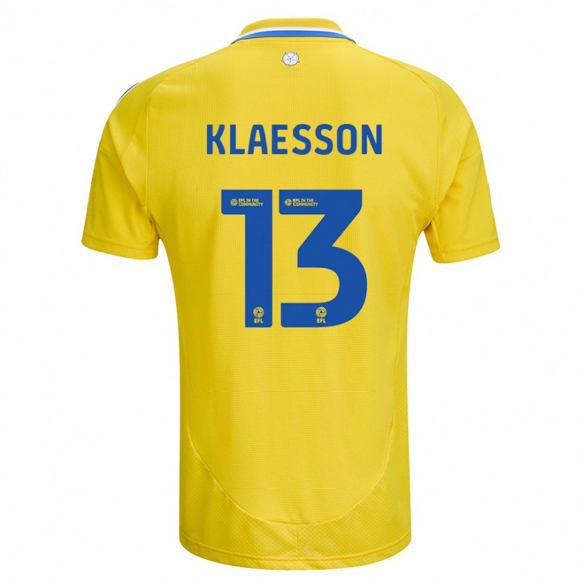 Danxen Dětské Kristoffer Klaesson #13 Žlutá Modrá Daleko Hráčské Dresy 2024/25 Dres