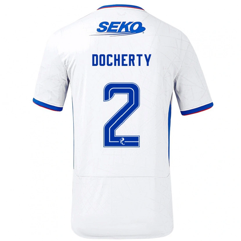 Danxen Dětské Nicola Docherty #2 Bílá Modrá Daleko Hráčské Dresy 2024/25 Dres