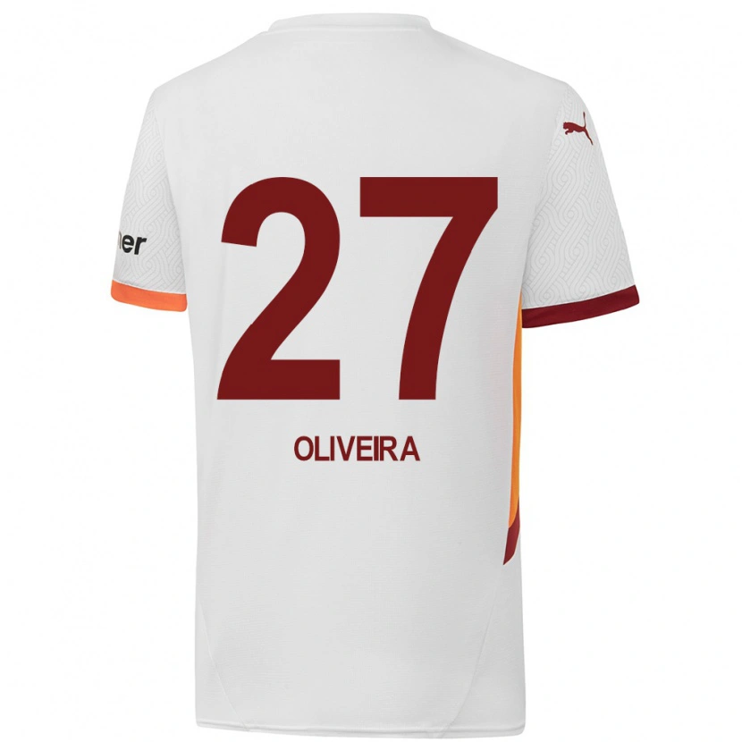 Danxen Dětské Sérgio Oliveira #27 Bílá Žlutá Červená Daleko Hráčské Dresy 2024/25 Dres