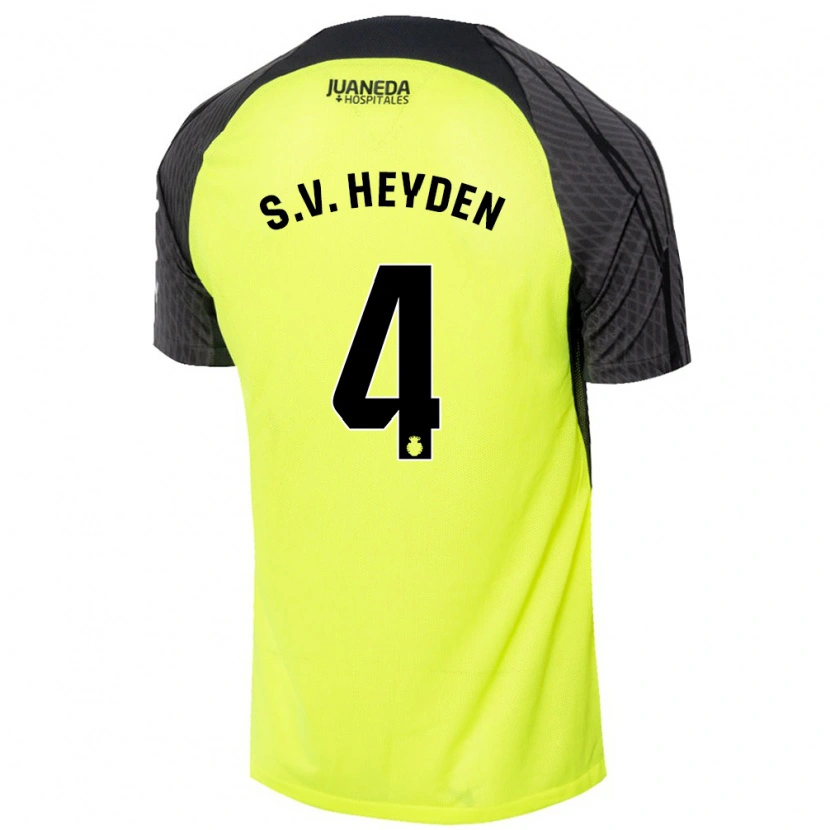 Danxen Dětské Siebe Van Der Heyden #4 Fluorescenční Zelená Černá Daleko Hráčské Dresy 2024/25 Dres