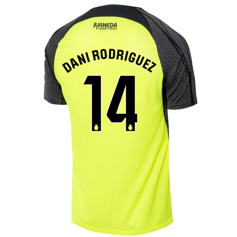 Danxen Dětské Dani Rodríguez #14 Fluorescenční Zelená Černá Daleko Hráčské Dresy 2024/25 Dres