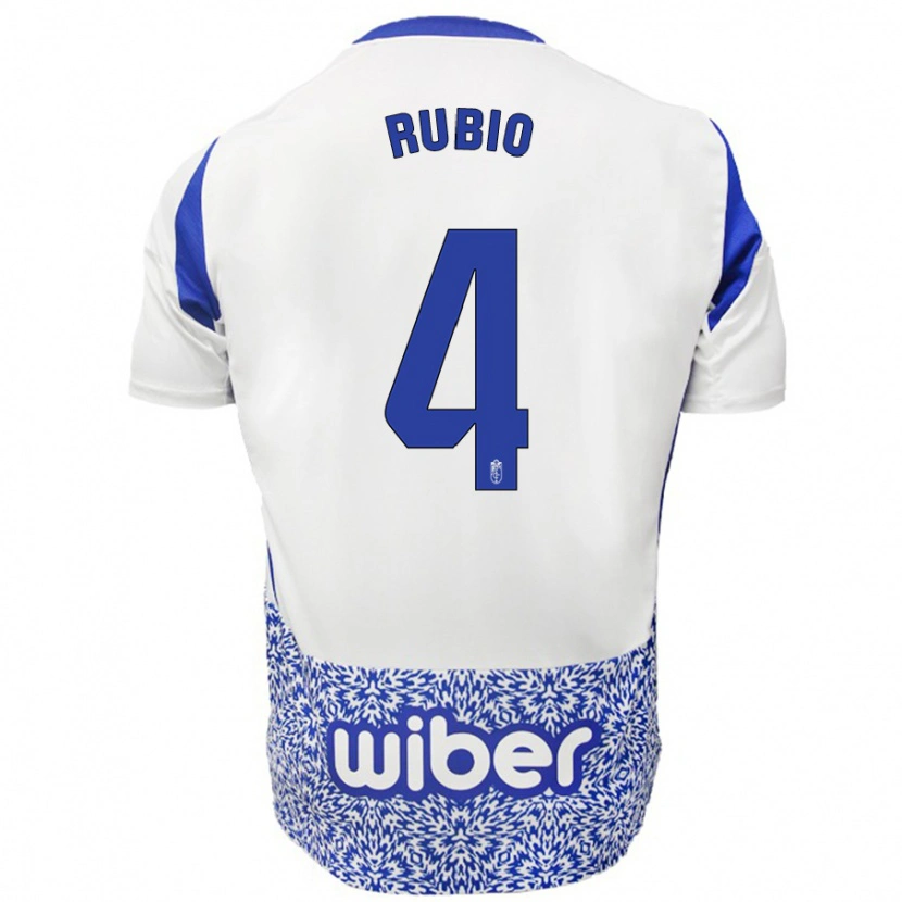 Danxen Dětské Miguel Rubio #4 Bílá Modrá Daleko Hráčské Dresy 2024/25 Dres