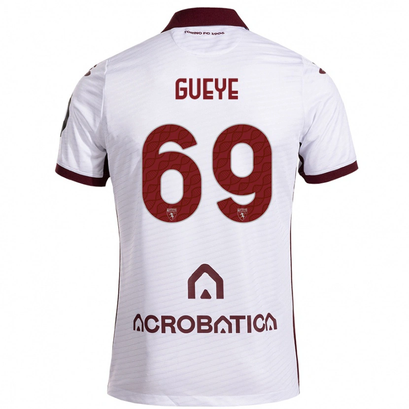 Danxen Dětské Ousmane Gueye #69 Bílá Kaštanová Daleko Hráčské Dresy 2024/25 Dres