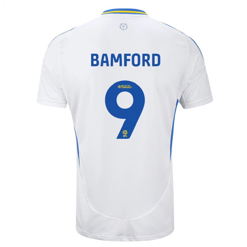 Danxen Pánské Patrick Bamford #9 Bílá Modrá Domů Hráčské Dresy 2024/25 Dres