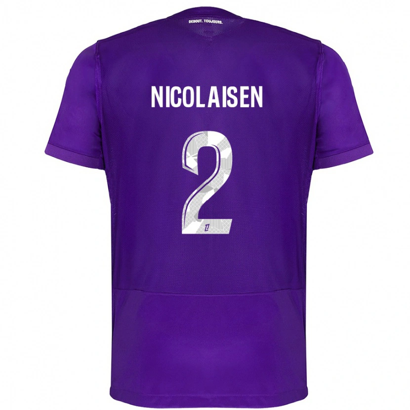 Danxen Pánské Rasmus Nicolaisen #2 Fialová Bílá Domů Hráčské Dresy 2024/25 Dres