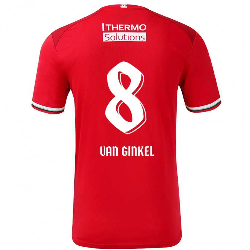 Danxen Pánské Danique Van Ginkel #8 Červená Bílá Domů Hráčské Dresy 2024/25 Dres