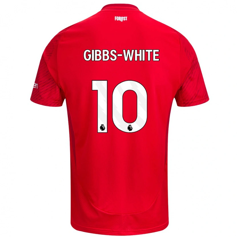 Danxen Dětské Morgan Gibbs-White #10 Červená Bílá Domů Hráčské Dresy 2024/25 Dres