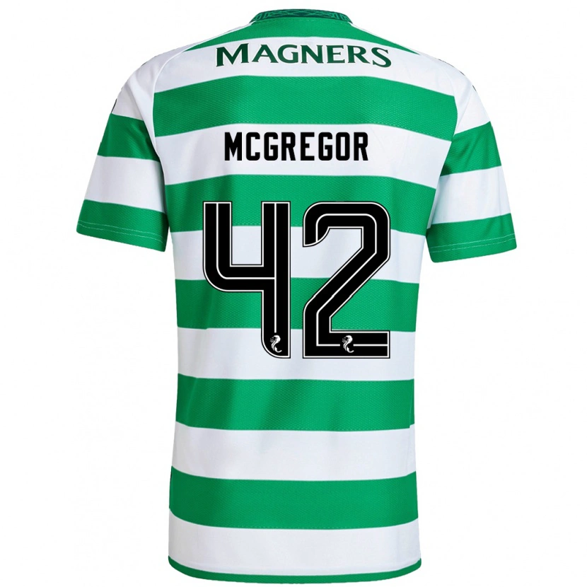 Danxen Dětské Callum Mcgregor #42 Zelená Bílá Domů Hráčské Dresy 2024/25 Dres