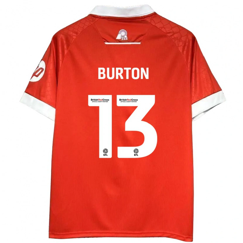 Danxen Dětské Callum Burton #13 Červená Bílá Domů Hráčské Dresy 2024/25 Dres