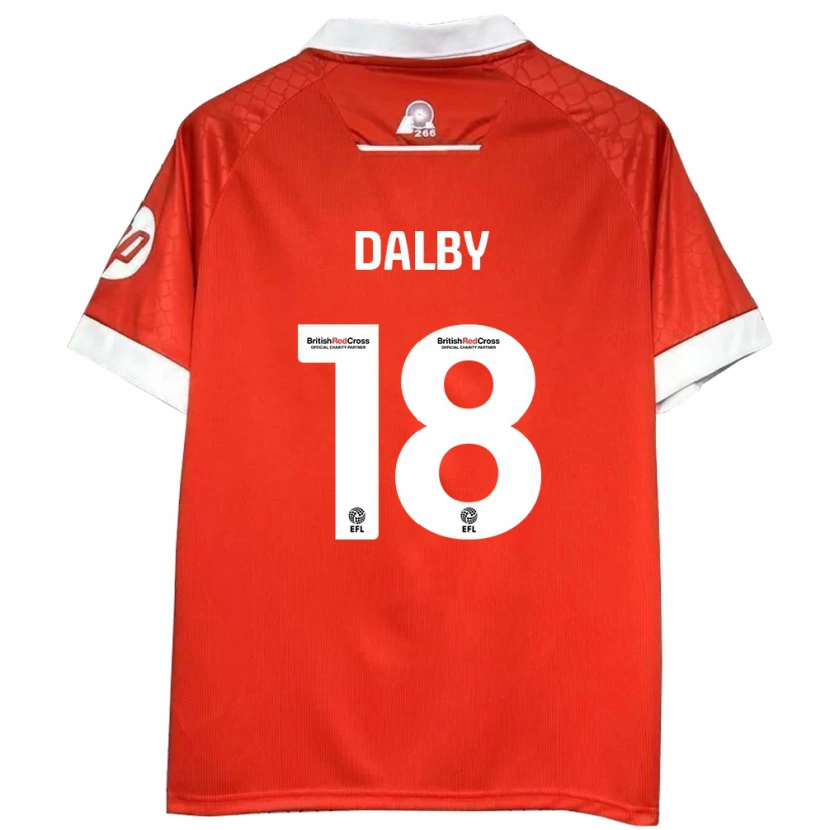 Danxen Dětské Sam Dalby #18 Červená Bílá Domů Hráčské Dresy 2024/25 Dres