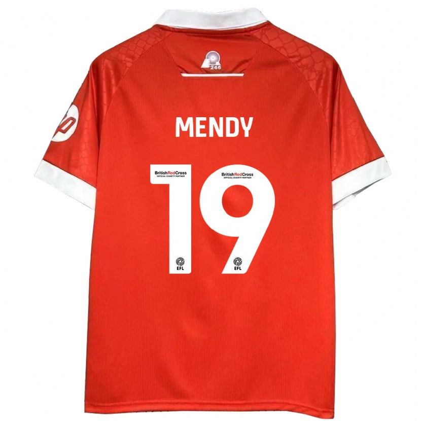 Danxen Dětské Jacob Mendy #19 Červená Bílá Domů Hráčské Dresy 2024/25 Dres