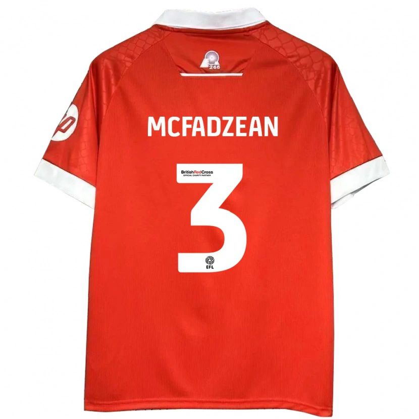 Danxen Dětské Callum Mcfadzean #3 Červená Bílá Domů Hráčské Dresy 2024/25 Dres