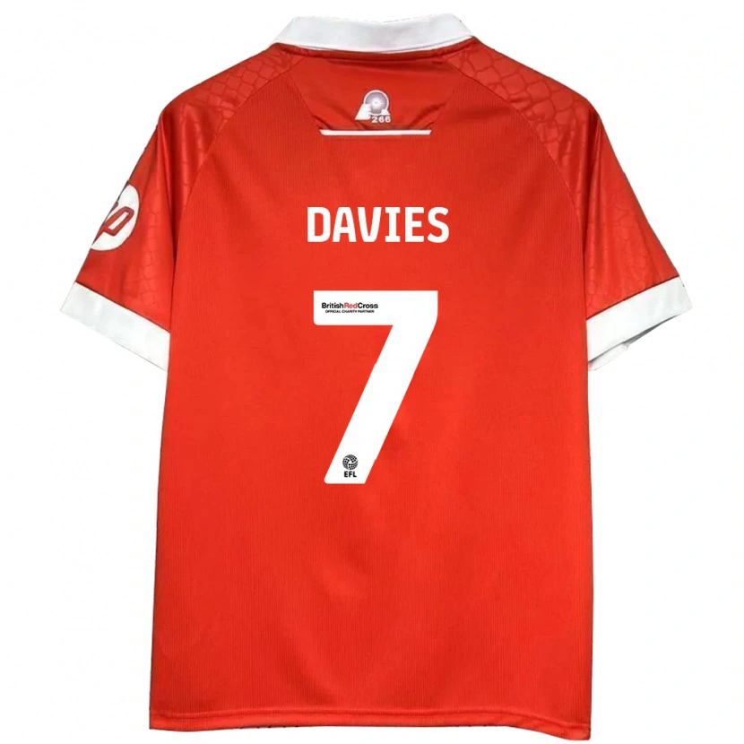 Danxen Dětské Jordan Davies #7 Červená Bílá Domů Hráčské Dresy 2024/25 Dres