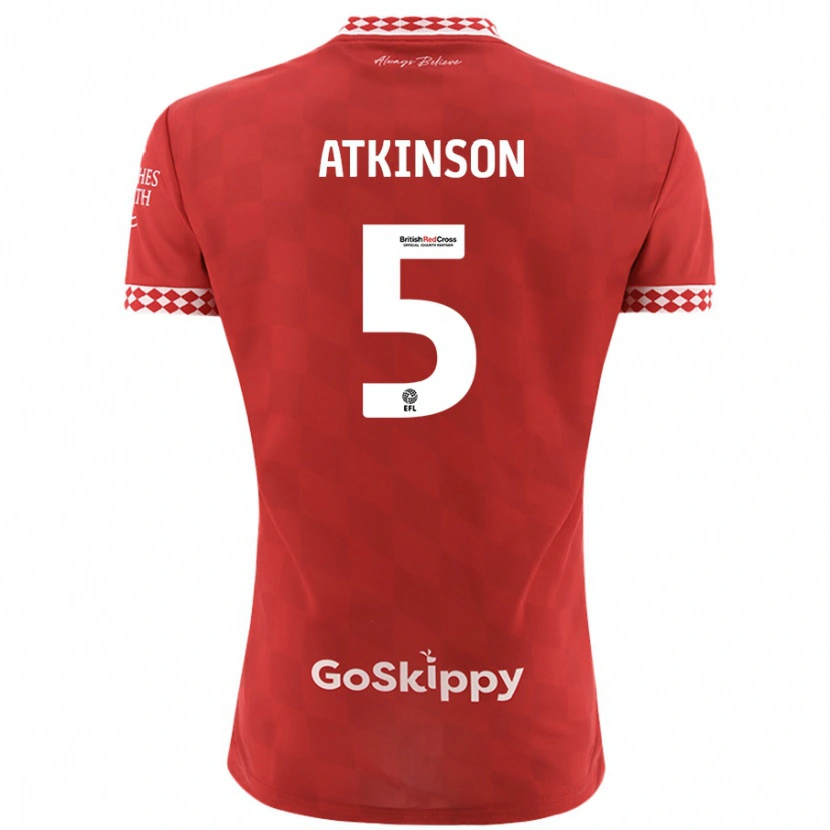 Danxen Dětské Rob Atkinson #5 Červený Domů Hráčské Dresy 2024/25 Dres