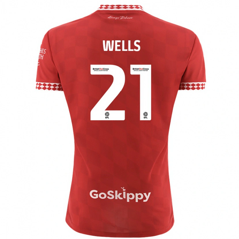 Danxen Dětské Nahki Wells #21 Červený Domů Hráčské Dresy 2024/25 Dres