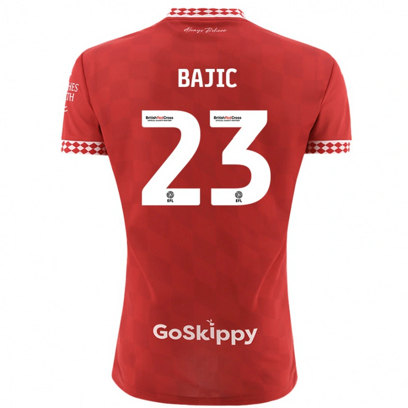 Danxen Dětské Stefan Bajic #23 Červený Domů Hráčské Dresy 2024/25 Dres