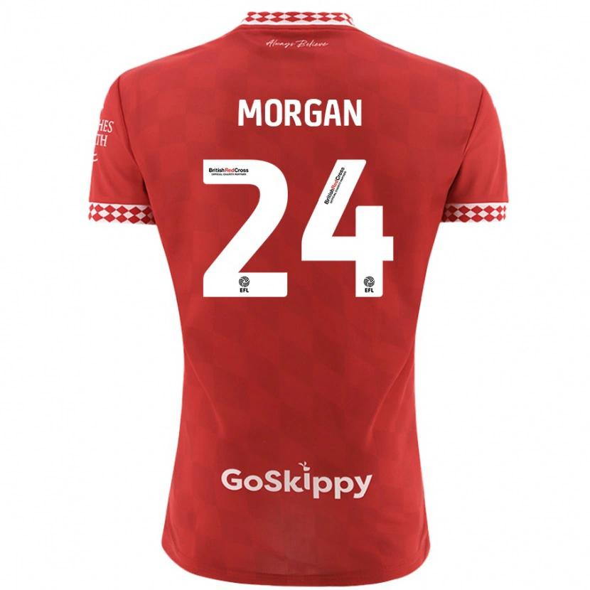 Danxen Dětské Ffion Morgan #24 Červený Domů Hráčské Dresy 2024/25 Dres