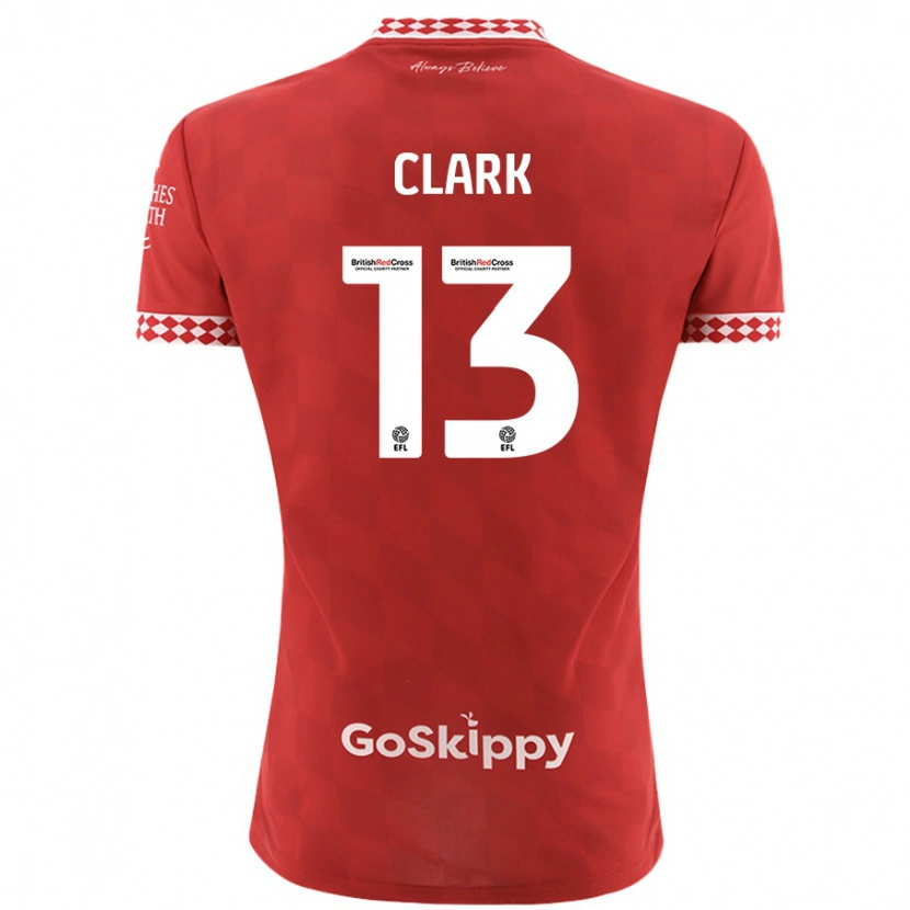 Danxen Dětské Olivia Clark #13 Červený Domů Hráčské Dresy 2024/25 Dres