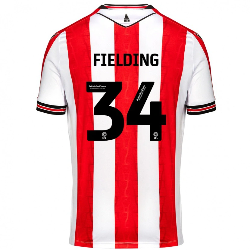 Danxen Dětské Frank Fielding #34 Červená Bílá Domů Hráčské Dresy 2024/25 Dres