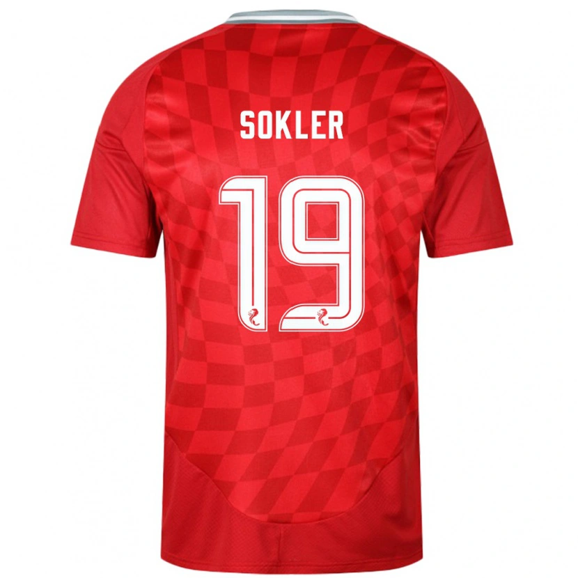 Danxen Dětské Ester Sokler #19 Červený Domů Hráčské Dresy 2024/25 Dres