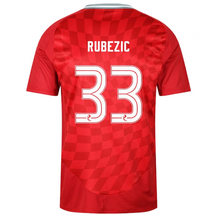 Danxen Dětské Slobodan Rubezic #33 Červený Domů Hráčské Dresy 2024/25 Dres