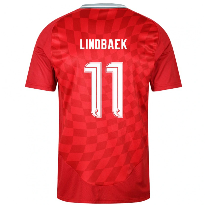 Danxen Dětské Adele Lindbaek #11 Červený Domů Hráčské Dresy 2024/25 Dres