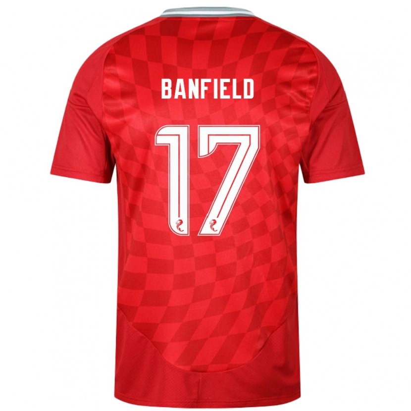 Danxen Dětské Keeley Banfield #17 Červený Domů Hráčské Dresy 2024/25 Dres