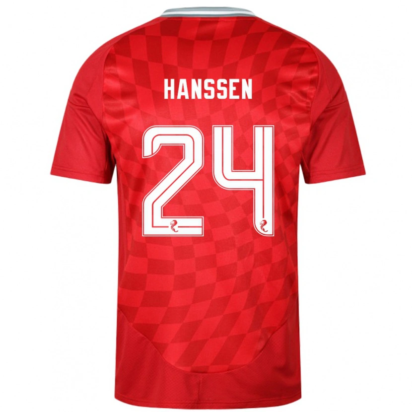 Danxen Dětské Nadine Hanssen #24 Červený Domů Hráčské Dresy 2024/25 Dres