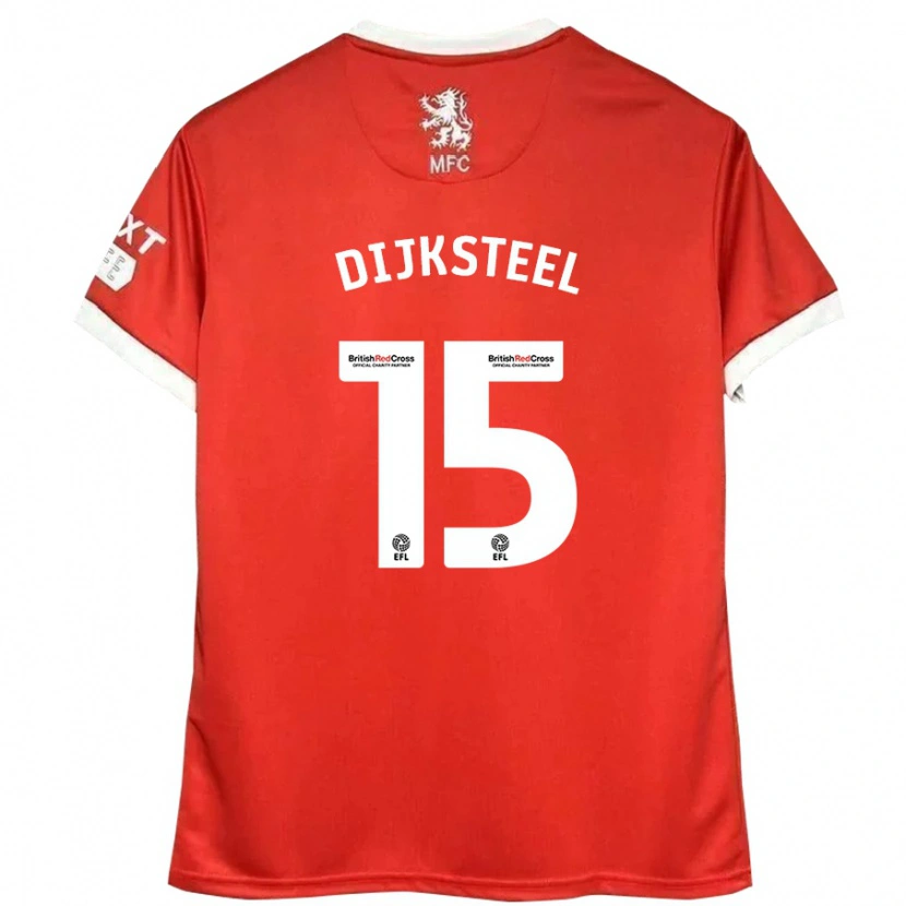 Danxen Dětské Anfernee Dijksteel #15 Červená Bílá Domů Hráčské Dresy 2024/25 Dres