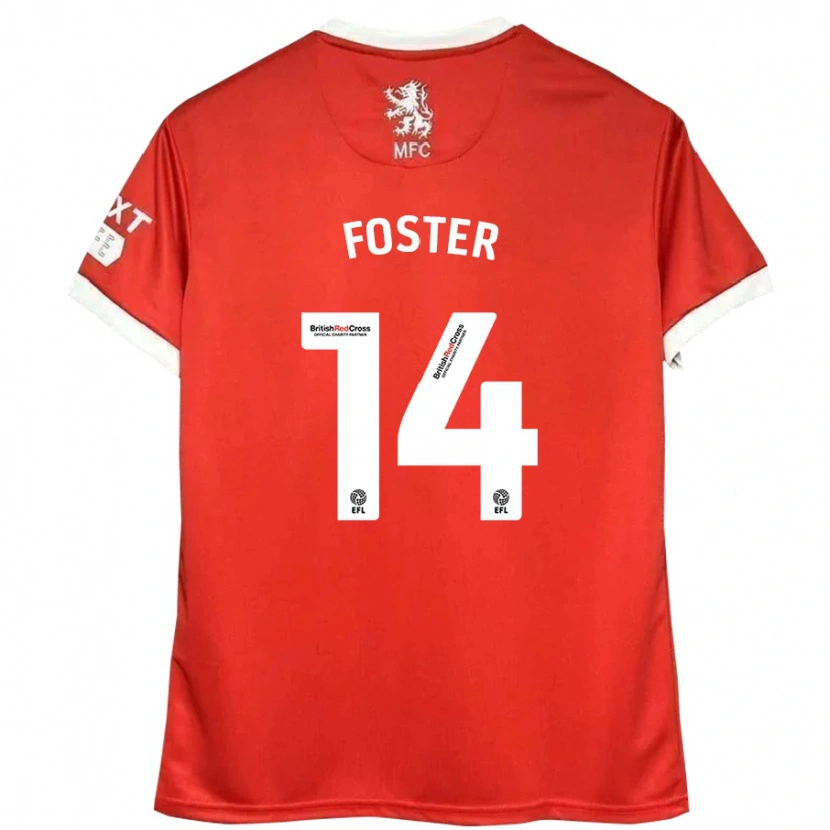 Danxen Dětské Emma Foster #14 Červená Bílá Domů Hráčské Dresy 2024/25 Dres