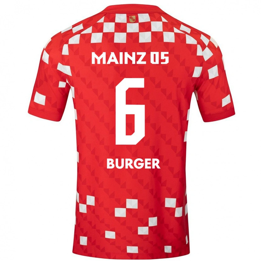 Danxen Dětské Korbinian Burger #6 Bílá Červená Domů Hráčské Dresy 2024/25 Dres