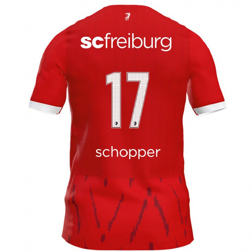 Danxen Dětské David Schopper #17 Červený Domů Hráčské Dresy 2024/25 Dres