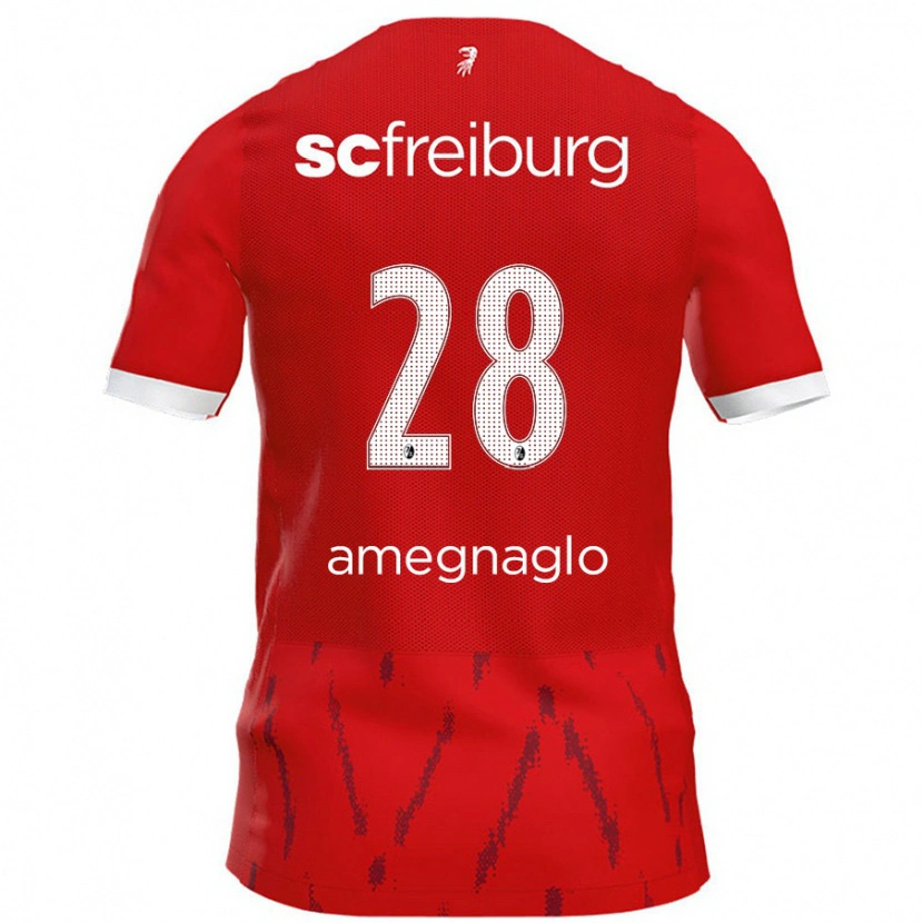 Danxen Dětské David Amegnaglo #28 Červený Domů Hráčské Dresy 2024/25 Dres