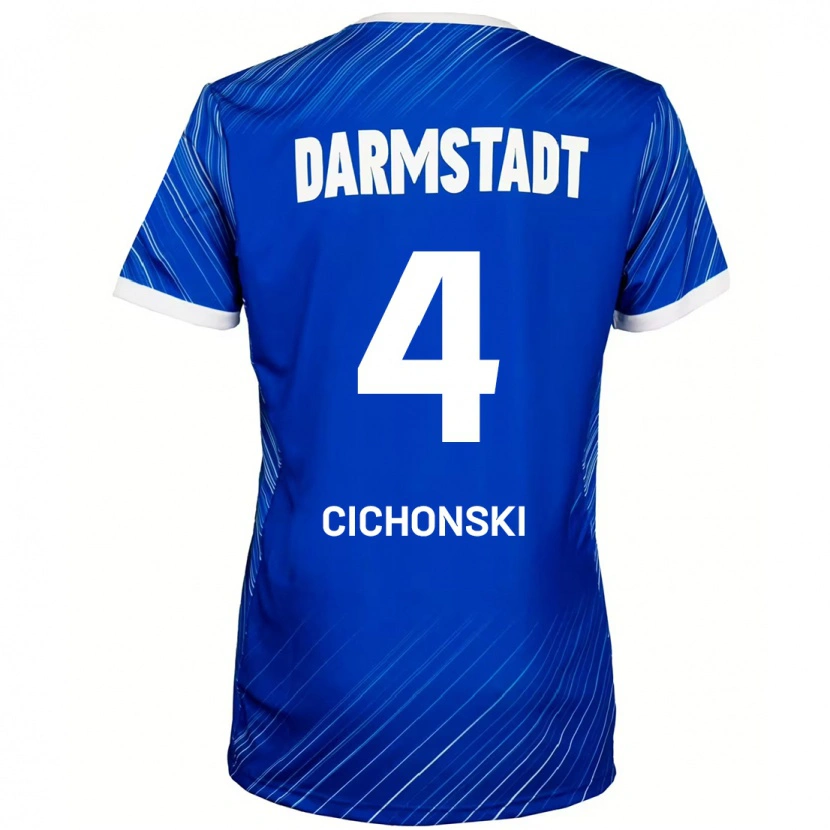 Danxen Dětské Florian Cichonski #4 Modrá Bílá Domů Hráčské Dresy 2024/25 Dres