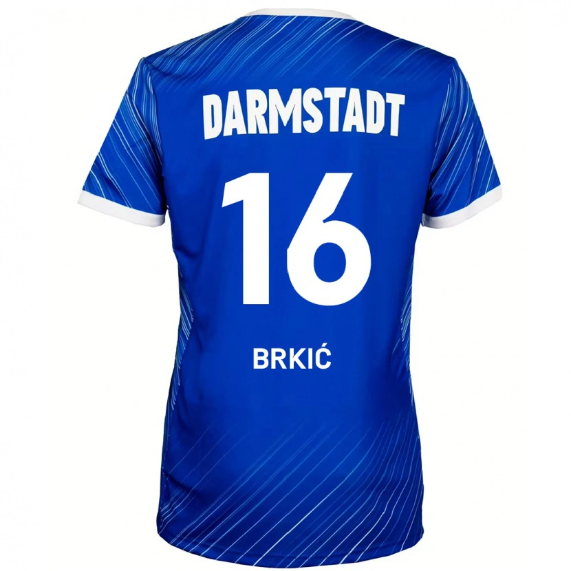 Danxen Dětské Amar Brkić #16 Modrá Bílá Domů Hráčské Dresy 2024/25 Dres