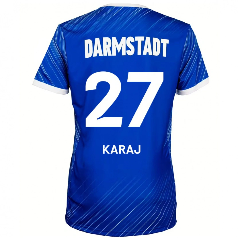 Danxen Dětské Eraldo Karaj #27 Modrá Bílá Domů Hráčské Dresy 2024/25 Dres