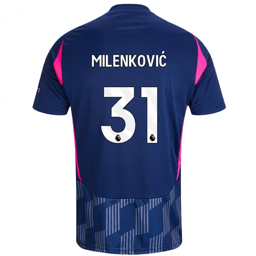 Danxen Dětské Nikola Milenković #31 Královsky Modrá Růžová Daleko Hráčské Dresy 2024/25 Dres