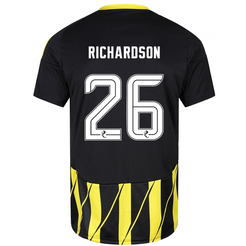 Danxen Dětské Jayden Richardson #26 Černá Žlutá Daleko Hráčské Dresy 2024/25 Dres