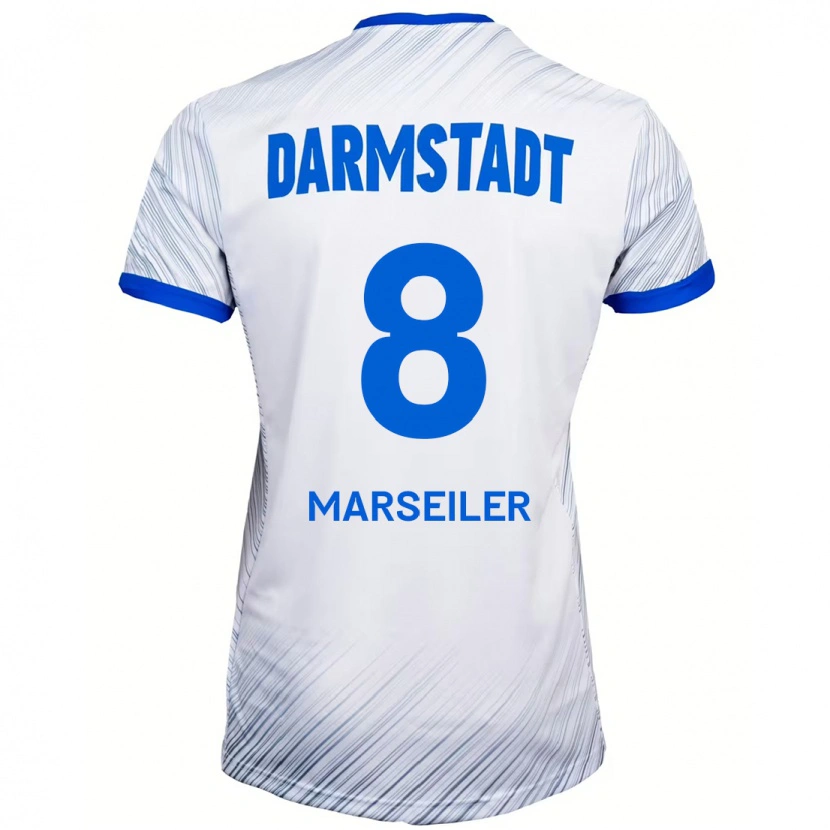 Danxen Dětské Luca Marseiler #8 Bílá Modrá Daleko Hráčské Dresy 2024/25 Dres