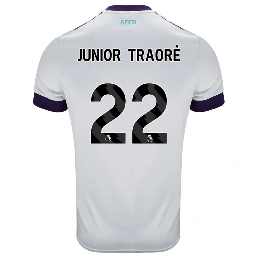 Danxen Dětské Hamed Junior Traorè #22 Bílá Zelená Fialová Daleko Hráčské Dresy 2024/25 Dres