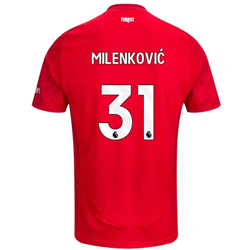 Danxen Pánské Nikola Milenković #31 Červená Bílá Domů Hráčské Dresy 2024/25 Dres