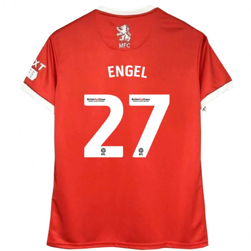 Danxen Pánské Lukas Engel #27 Červená Bílá Domů Hráčské Dresy 2024/25 Dres