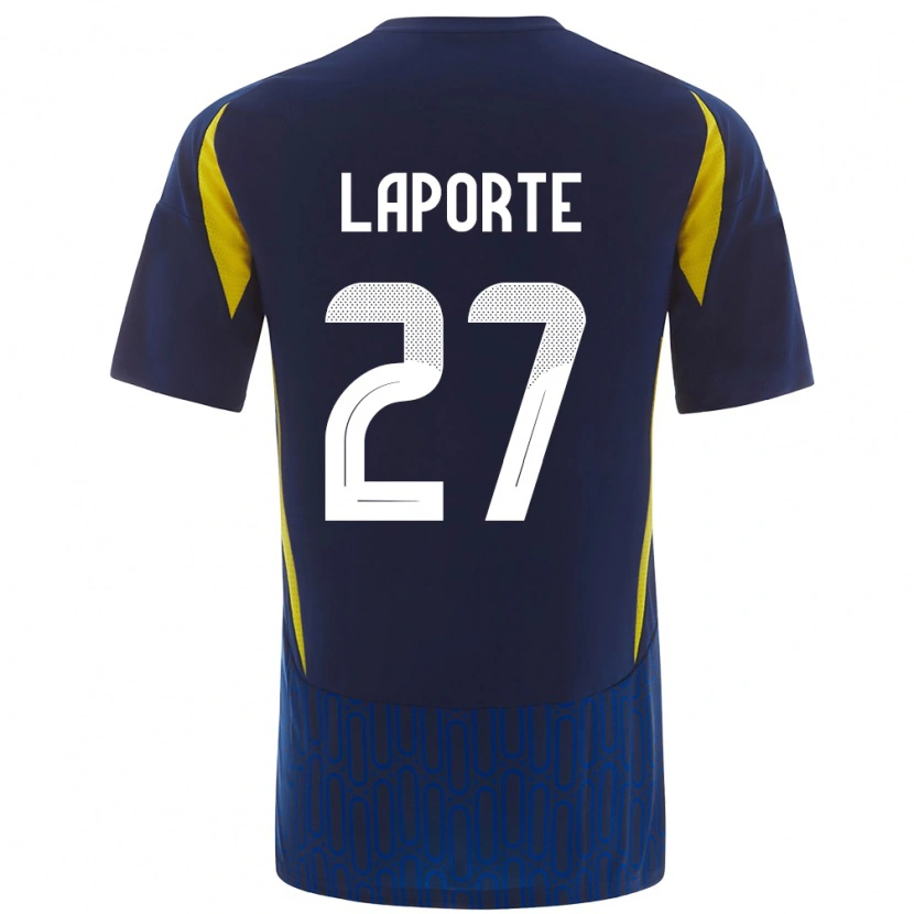 Danxen Pánské Aymeric Laporte #27 Modrá Žlutá Daleko Hráčské Dresy 2024/25 Dres